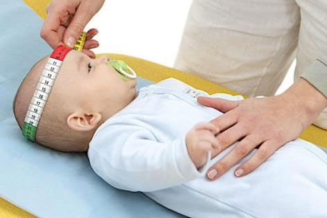 Измерение головы у младенца