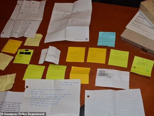 The teenage boy sent her love notes on bright post-its including one which read 
