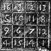 The magic square appearing in <i>Melancholia</i> shown in close-up.
