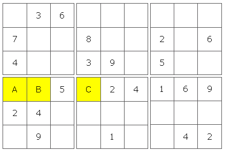 The bottom two rows of the Sudoku puzzle