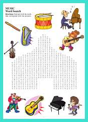 Musics Instruments WordSearch For Kids